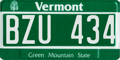 VT license plate BZU434