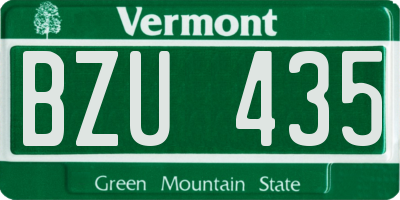VT license plate BZU435