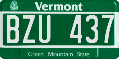 VT license plate BZU437