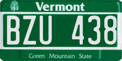 VT license plate BZU438