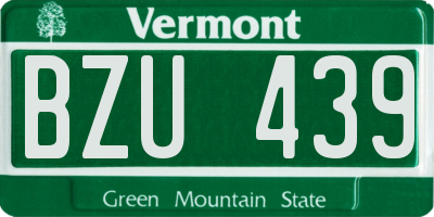 VT license plate BZU439