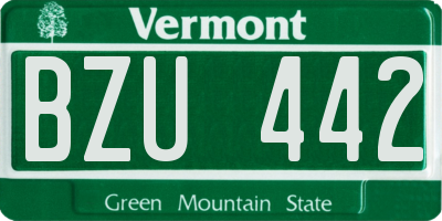 VT license plate BZU442