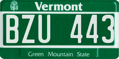 VT license plate BZU443