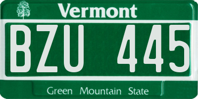 VT license plate BZU445