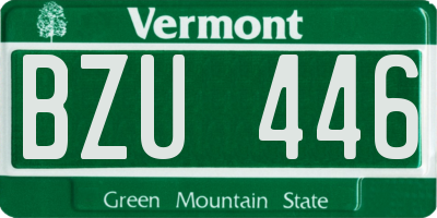 VT license plate BZU446