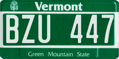 VT license plate BZU447