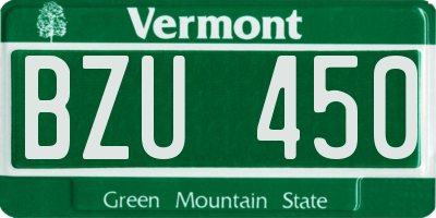 VT license plate BZU450