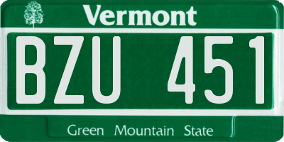 VT license plate BZU451