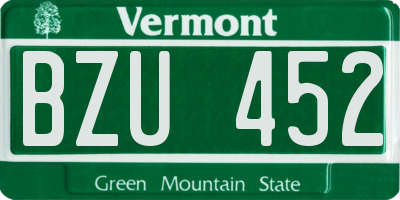 VT license plate BZU452