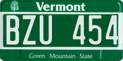 VT license plate BZU454