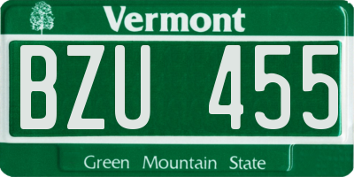 VT license plate BZU455