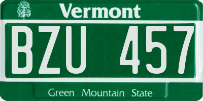 VT license plate BZU457