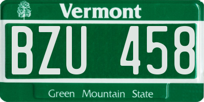 VT license plate BZU458