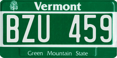 VT license plate BZU459