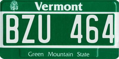 VT license plate BZU464