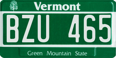 VT license plate BZU465