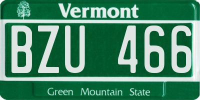 VT license plate BZU466