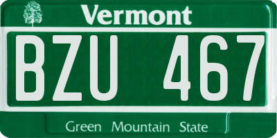 VT license plate BZU467
