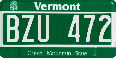 VT license plate BZU472