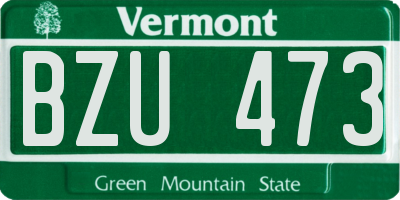 VT license plate BZU473