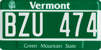 VT license plate BZU474