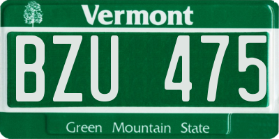 VT license plate BZU475