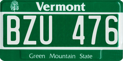 VT license plate BZU476