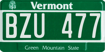 VT license plate BZU477