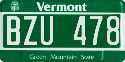 VT license plate BZU478