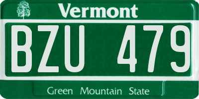 VT license plate BZU479