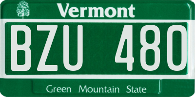 VT license plate BZU480