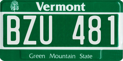 VT license plate BZU481