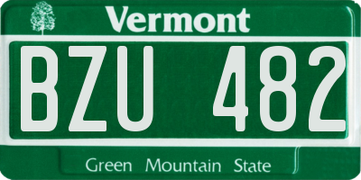 VT license plate BZU482