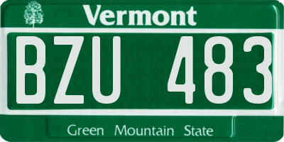VT license plate BZU483