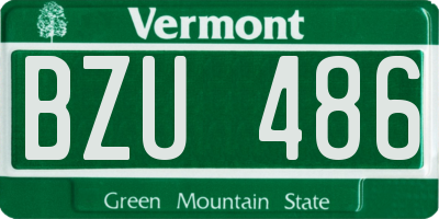 VT license plate BZU486