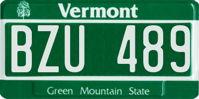 VT license plate BZU489
