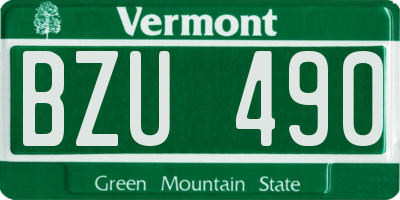 VT license plate BZU490