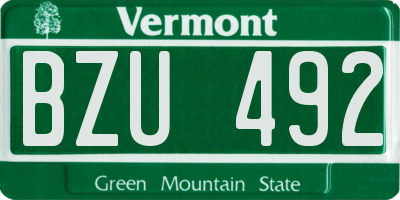 VT license plate BZU492