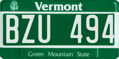 VT license plate BZU494