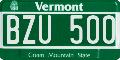 VT license plate BZU500