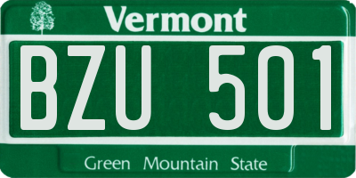 VT license plate BZU501