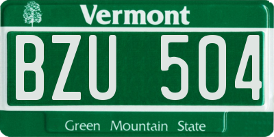 VT license plate BZU504