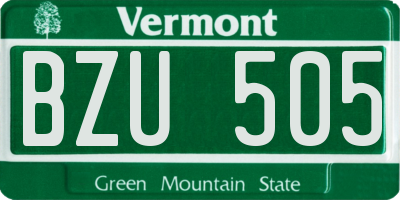VT license plate BZU505