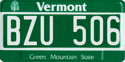 VT license plate BZU506