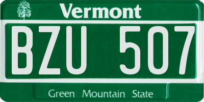 VT license plate BZU507