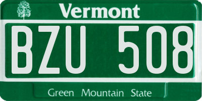 VT license plate BZU508