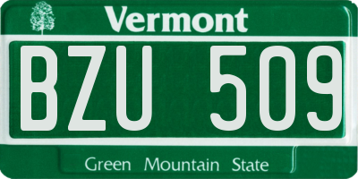 VT license plate BZU509
