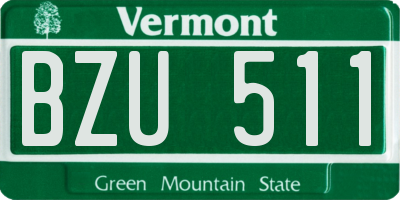 VT license plate BZU511