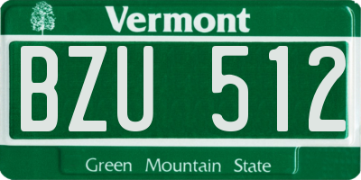VT license plate BZU512