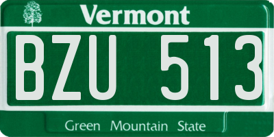 VT license plate BZU513